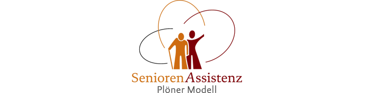Logo-Senioren Assistenz-Plöner Modell Logo von Sensorische Assistenz mit stilisierten Figuren und geschwungenen Linien.